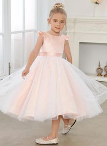 女の子のドレス結婚式のためのライトピンクの花のドレス