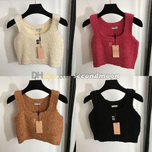 女性の短いニットタンク文字刺繍クロップパーティーセクシーなニットベストノースリーブニットウェア