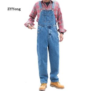 Bib Overalls For Man Suspender Pants Men's Jeans Jumpsuits High Street Distressed Fashion Denim Male Plus Size S-3XL 240108