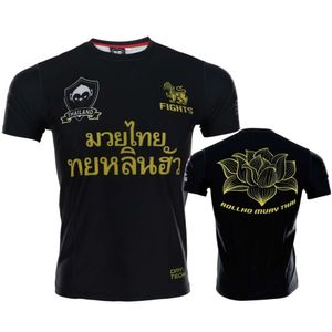 Lotus Short Sleeve MMA Running Leisure Fight Sports T-Shirt شامل تدريب القتال Fiess Sanda Muay Thai تمرين