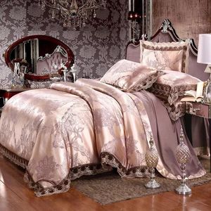 Defina quatro peças Luxo European Bedding Sets Royal Nobility Silk Lace Cover Capa Caso Caso de Duvet Tampa Brand Bed E4 Sets Chi