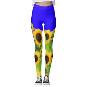 Pantaloni da donna con stampa girasole sfumata Leggings sportivi Vita alta Push Up Leggins senza cuciture Jeggings fitness da allenamento casual