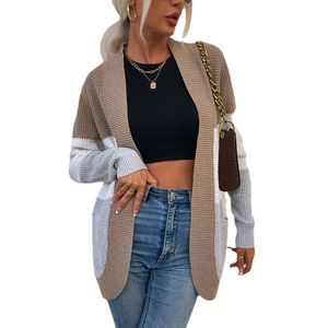 2024 Designer Knitted Cardigan Women Spring Long Sleeve Knitting Sweater Jacket Casual Loose Patchwork Outerwear Bulk Wholesale Clothes 10519