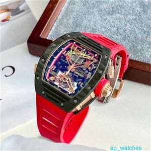 RichardMill RM50-01 Men's Watches Tourbillon NTPT Carbon Fiber/18K Rose Gold Manual Mechanical Watch FUN
