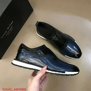 Läder sneaker Berluti Casual Shoes Berlutis nya snabbspår speglade en benmode Fashion Fiting Loafers Lazy Low Top Shoes Hbek