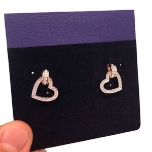 Orecchini di design Swarovski con ciondolo di qualità originale, cuore a cuore, orecchini a forma di cuore abbinati per donna, elemento di cristallo, orecchini d'amore per le donne