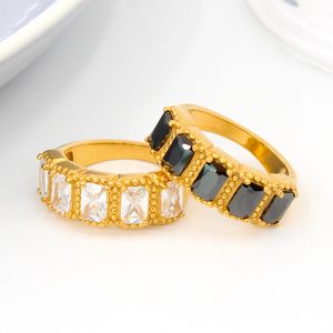 Tone cracking ring Colorful zircon sweet cool stainless steel ring female personality vintage ring luxury jewelry