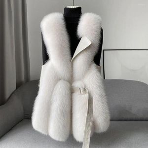 Kamizelki damskie zimowe kamizelki kamizelki gęste puszyste faux fur