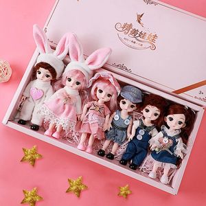 23pcs BJD Doll 16cm 13 Joints Fashion Dolls Baby Clothes Shoes Outfit Daily Casual Accessories Dress Toys For Girls Gift Box 240108