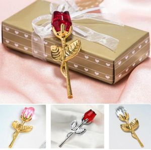 Rose Flower With Box Valentines Day Gifts Crystal Golden Monther Day Wedding Birthday Promotion Shop Celebrates Gift HH21401569265