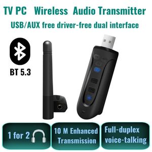 Hoparlörler USB Bluetooth Adaptör Dongle PC Dizüstü Bilgisayar Hoparlör 2in1 Bluetooth 5 Kablosuz Audio Verici Aux Aux 3.5 Kulaklıklar için Aptx HD TV