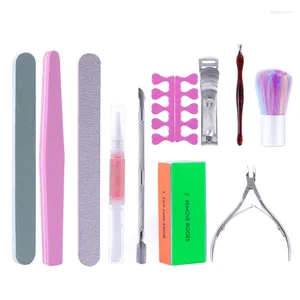 Nail Art Kits 1Set Professional Files With Buffer Cuticle Trimmer Pusher Remover File Block Dust Brushes Dropship