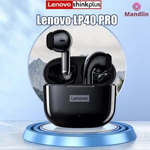 イヤホンLenovo LP40 Pro Earbuds Bluetoothワイヤレスイヤホンノイズリダーススマートフォン用防水ベーススポーツTWSヘッドセット用