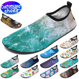 Maßgeschneiderte Schuhe Aquaschuhe Liebhaber Wassersport Wasserski Cartoon DIY Schuhe Mode Freizeitschuhe Männer Frauen Schuhe Outdoor Sneaker Grün Blau Große Größe EUR 35-47