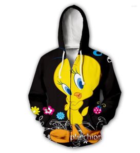 Men039s Bluzy Phechion Fashion Menwomen039s Tweety Bird 3D Print Casual Zapip Płaszcz Hip Hop Tops Sports Zip Hoodeds B085002290