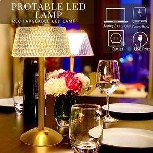 LED Cordless Table Lamp USB Rechargeable Night Light Touch Dimming Desk CoffeeBarelBedroom Decor Atmosphere 240108