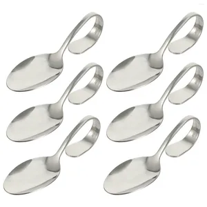 Forks 6 Pcs Cocktail Curved Handle Spoon Child Ice Cream Scoops Baby Metal Stainless Steel Rustproof Tableware