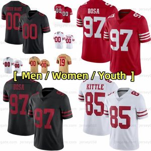 Christian McCaffrey Brock Purdy Camisas de futebol personalizadas Nick Bosa George Kittle Deebo Samuel Fred Warner Jerry Rice Montana Talanoa Hufanga Trent Williams