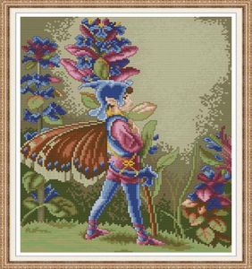 Mix 2 i 1 Butterfly Fairy Cross Stitch Kit Handmade Cross Stitch Embrodery Nålarbeten räknade tryck på duk DMC 14CT 117916862