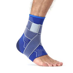 Azul tricô compressão tornozelo suporte cinta manga pé proteção com alça antiderrapante para esportes fitnessmen e mulher 240108