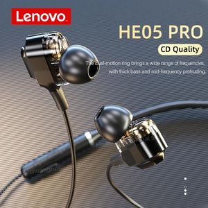 Earphones Original Lenovo HE05 Pro Wireless Bluetooth Earphones Magnetic Neckband Earbuds HIFI Sound Sports Headphones IPX5 Waterproof