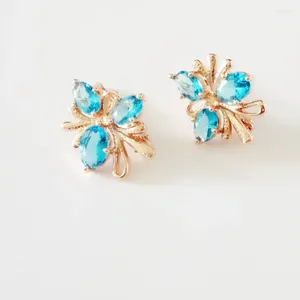 Dangle Earrings Fashion Women Jewelry Office Style Rose Gold 585 Color Blue Stone For