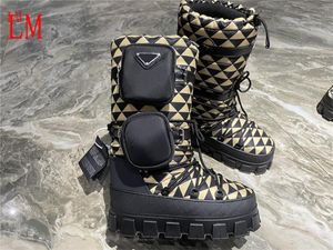 Designer Luxury Monolith Womens Slip On Wedge Heel Knee High Snow Boots With Original Box