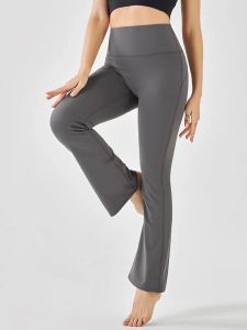 Flare Pants 25% Spandex Highly Elastic Yoga Pants High Waist Leggings Gym Workout Pants Solid No T Line Bell-Bottom