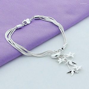 Charm-Armbänder, fünf Sterne, 925er-Sterlingsilber, edler Schmuck für Frauen, Armband, Handanhänger