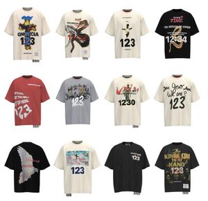 RRR123 Retro Heavy Duty Short Sleeve T-shirt Versatile Casual Loose Men's Par High Street T-shirt