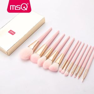 Pinsel Msq 12-teiliges Make-up-Pinsel-Set für Puder, Rouge, Lidschatten, Pincel Maquiagem Make-up-Pinsel-Sets, kosmetische Werkzeuge mit rosa Pu-Ledertasche