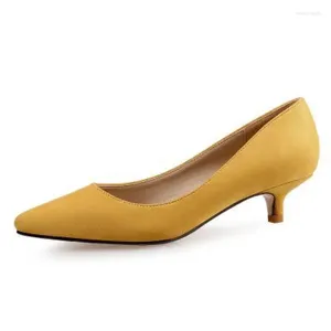 Sapatos de vestido 31-43 mulheres pontiagudas 3cm salto baixo trabalho amarelo verde vermelho mulheres saltos