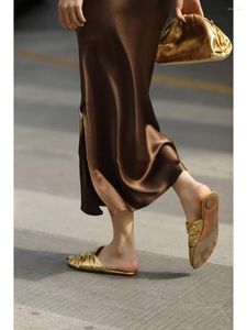 Skirts 2024 Summer Half Skirt Longitudinal Enjoy Silky Double-sided Satin Is Not Easy To Wrinkle Thin Mid-length Women