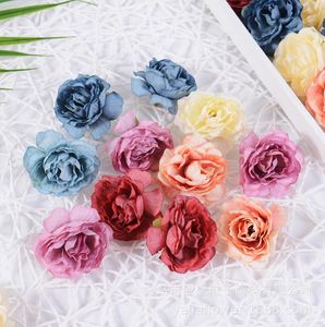 10 datorer Silk Rose Artificial Flowers Head For Home Decoration Diy Handgjorda Fake Rose Head Flower Wall Wedding Decor Brud Wreath7703090