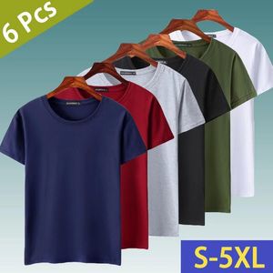 シャツ6pcs/lot tシャツ男性女性コットンサマー半袖ソリッドオスの女性フィットTシャツトップティーオナックプラスサイズのティーシャツmuls