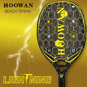 Hoowan Lightning Beach Tennis Racket 3K Pro Carbon Fiber T700 Rough Super Soft BlackEva Core 20mm 240108