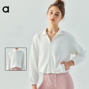 Al Damen lockere und lässige Schlankheits-Yoga-Jacke, Damen vielseitige Kordelzug-Einsatztasche Fitness-Anzug-Oberteil, Herbst-Damen-Herbst-Damenjacken