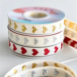 9 meters Cartoon Embroidered Love 100% Cotton Ribbon Belt Bag Lable Sewing Tape Bias Binding DIY Crafts Accessories 240108