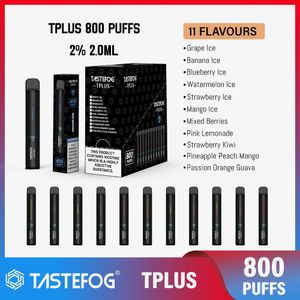 12 Flavors Factory Wholesale E-Cigarette Tastefog Tplus 800 Puffs Disposable Electronic Cigarette Wholesale Cheap Vape