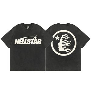 Hellstar T-Shirt Designer Hoodie Kurzarm bedrucktes Top Herren Hipster gewaschener Pullover Damen Straße Graffiti Brief schwarz lose Hosen Set DJK