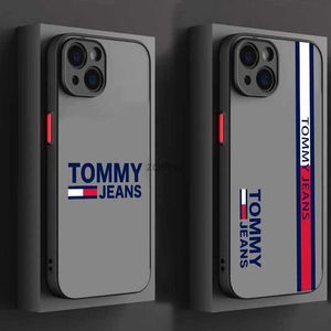 Custodie per cellulari Trend Brand T-TOMY JEANS Custodia per telefono Art per iPhone 15 14 13 12 11 Pro Max mini XS Max XR X 8 7 Plus SE Glassato TranslucentL240105