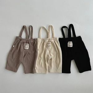 4866B Boys Strap Spring and Autumn Infant Waffle Elastic Suspenders Pants Girls Casual Leggings 240106