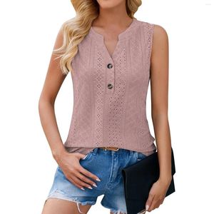 Women's T-skjortor Fashion Casual Solid Color V-hals Slim Vest Knapp-down Pullover Top Women Blus 2024 Skjorta för Y2K