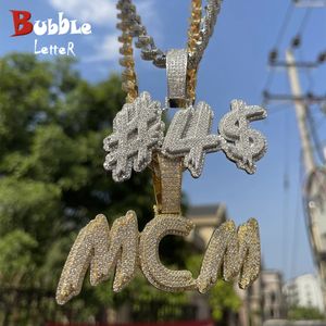 Bubble Letter Personalized Necklace Men Customized Name Pendant Iced Out Charms Hip Hop Jewelry Trend Luxury Designer 240106