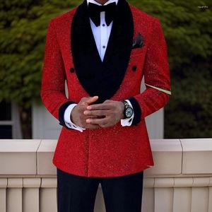 Men's Suits Double Breasted For Men Slim Fit Floral Groom Wedding Tuxedo Blazer With Pants African Formal Business 2 Pcs Set Costume