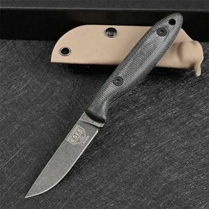 Faca Stonewashed DC53 Aço Lâmina Fixa Autodefesa ESEE Faca de Caça de Sobrevivência ao Ar Livre EDC Equipamento Militar Tático com Bainha Kydex