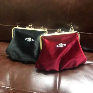 vivi wast Empress velvet clip evening bags Embroidered Velvet Clip Bun Fairy Wind West Empress Dowager Mouth Gold Dumpling Bun 240115