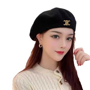 Designer Ball Caps French boutique Triumphal Arch, Hepburn style, slimming, big head circumference, wool beret, internet famous painter hat, autumn and winter women NF9C