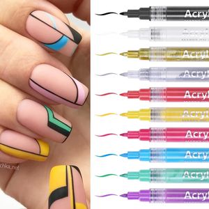 1Set Nail Art Drawing Pen Graffiti Nail Acrylic Pen Waterproof Painting Liner DIY 3D Abstract Line Nail Art Beauty Tool Manicure 240106