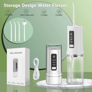 Oral Irrigator 4 Jets 3 Mode USB Rechargeable Water Flosser Portable Dental Water Jet Waterproof Irrigator Dental Teeth Cleaner 240108